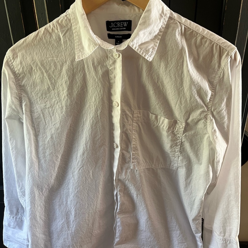 J. Crew Women’s Crisp Organic Cotton White Button Down Shirt